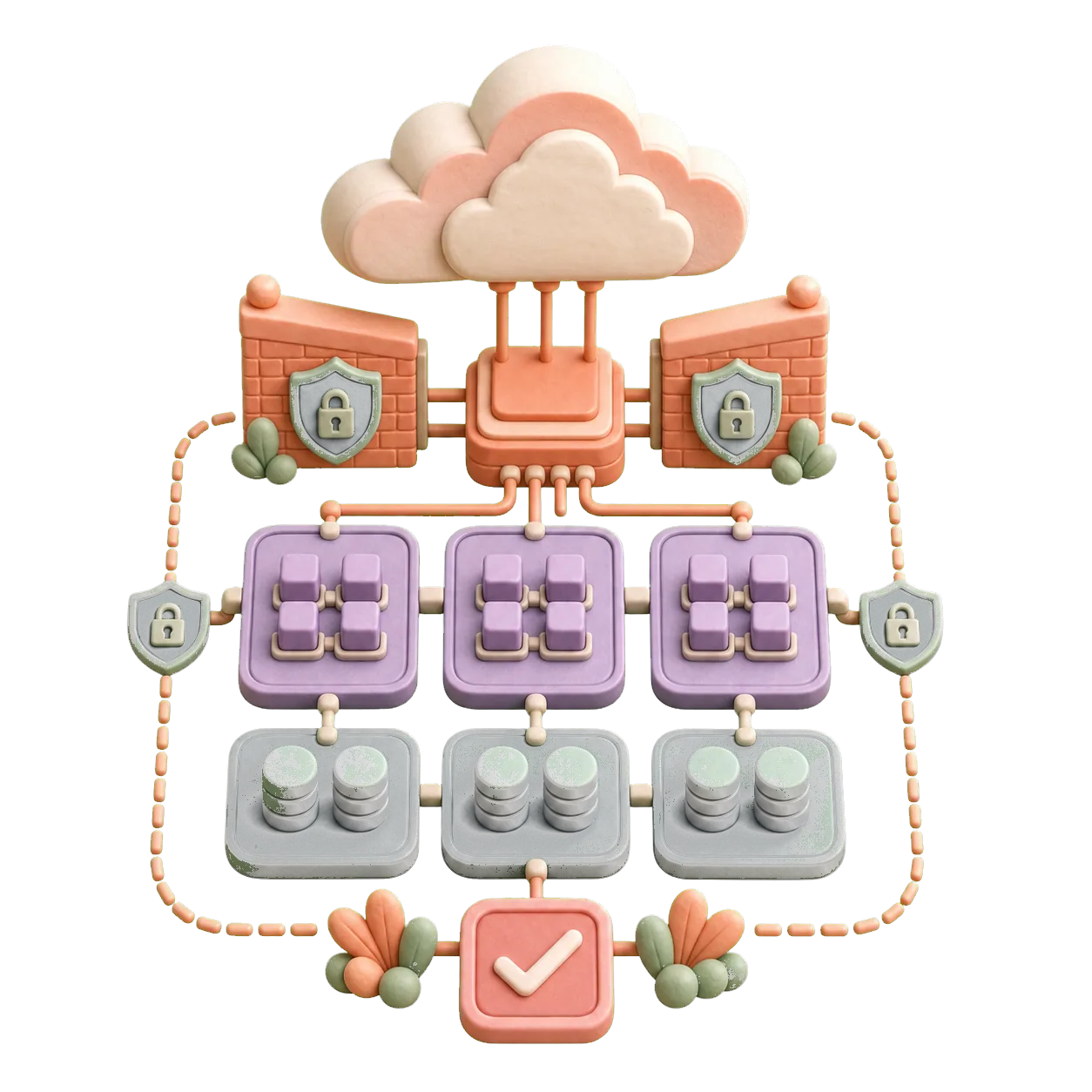 3D secure target cloud architecture scene