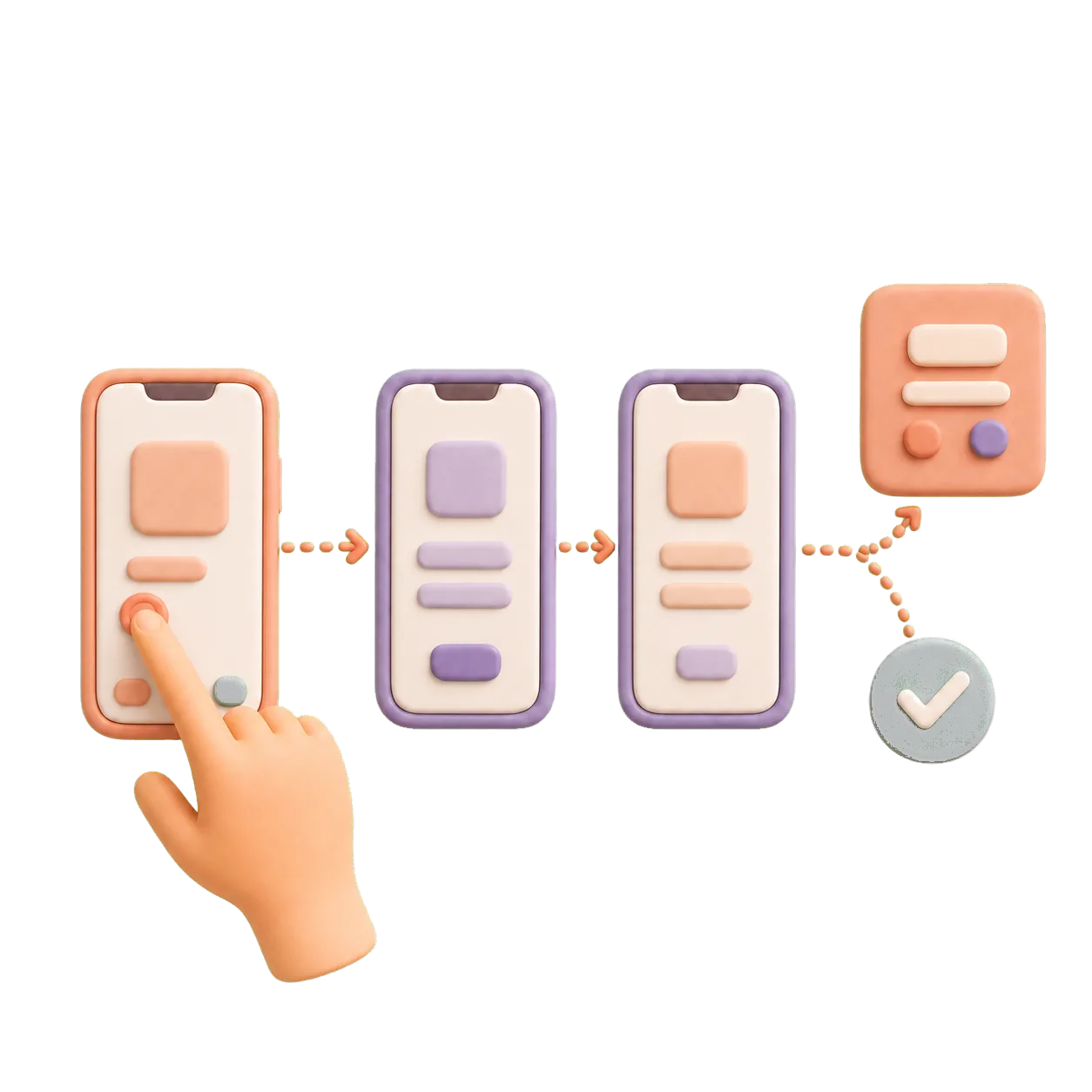 3D mobile app prototype and interaction flow scene