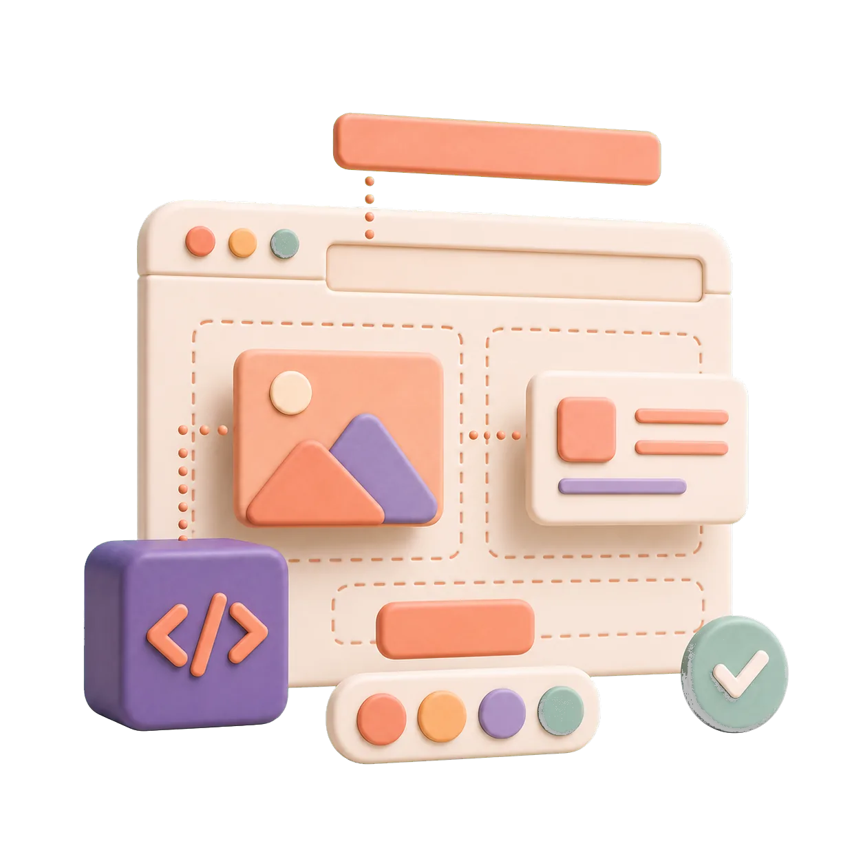 3D modular website design and build scene