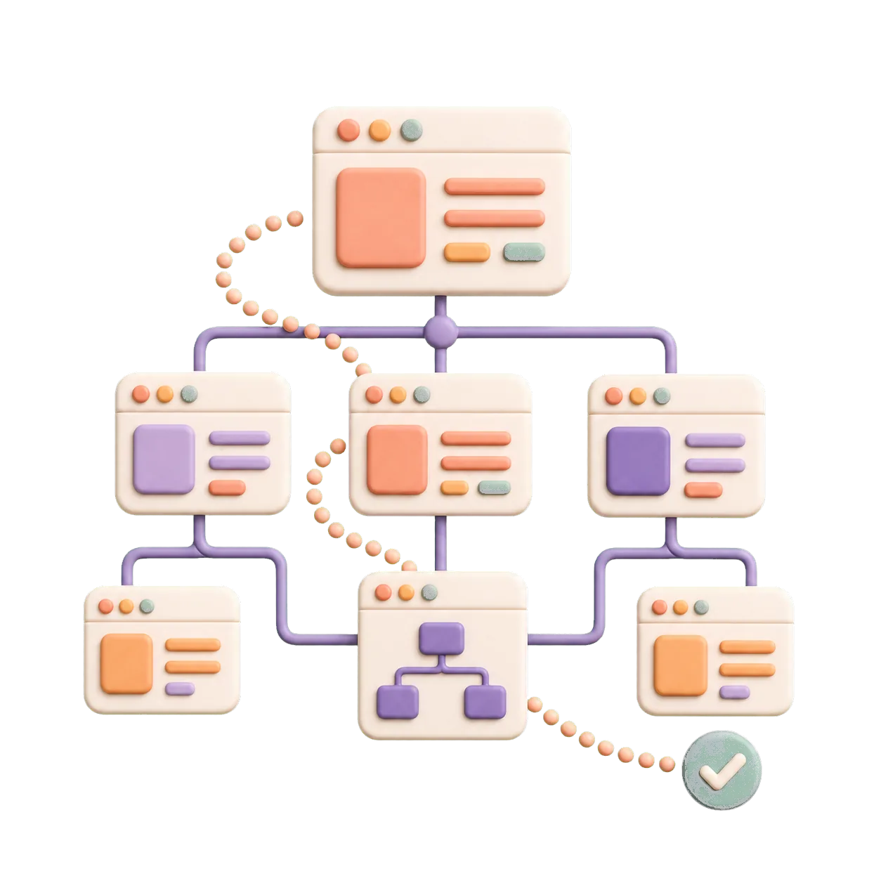 3D website journey and information architecture scene